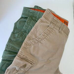 Two pair of URBAN PIPELINE, MAX FLEX, CARGO SHORTS, size 30, army green, khaki